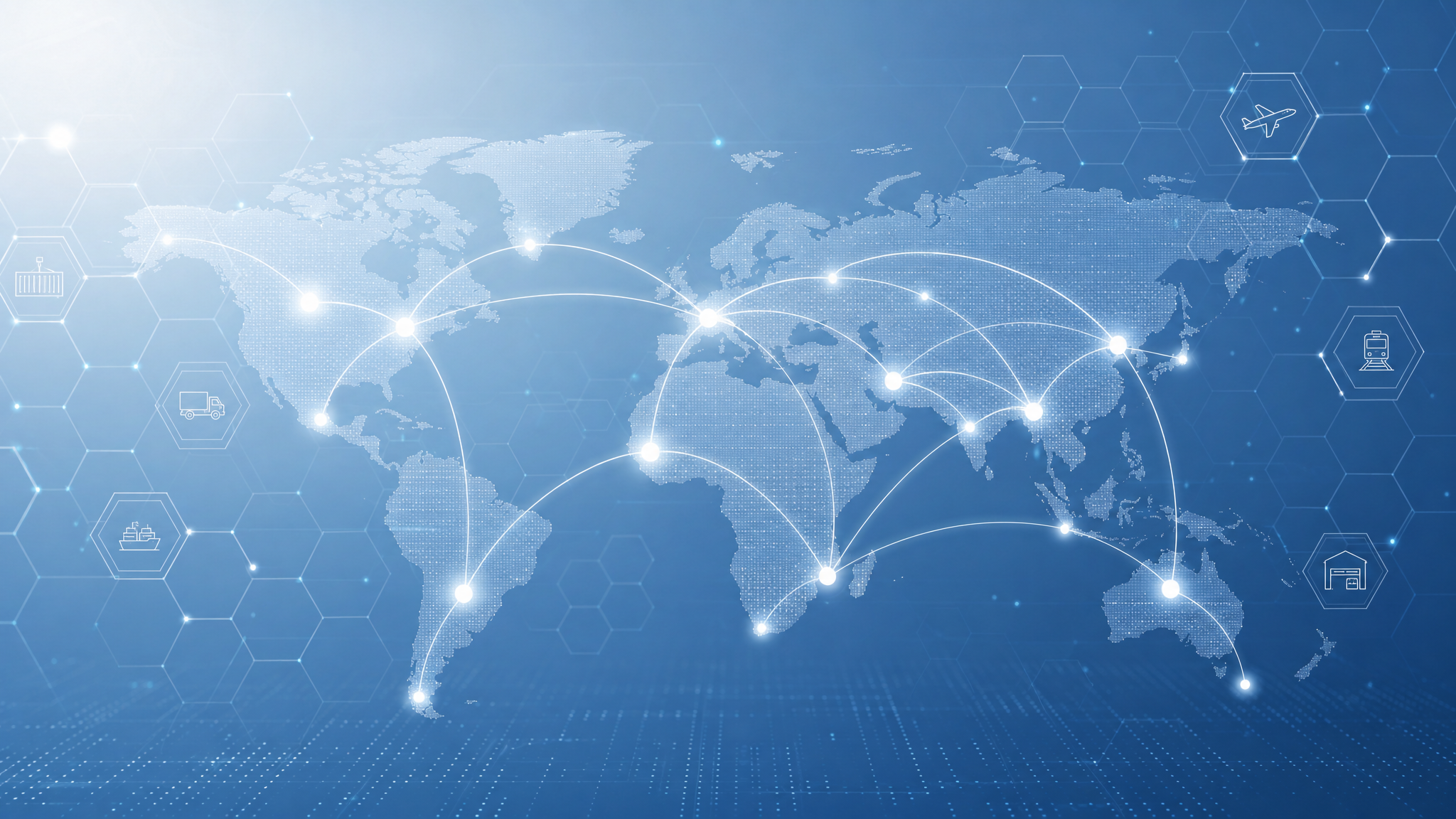 Global logistics network map showing worldwide connectivity